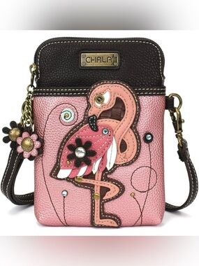 Chala Pink Flamingo Crossbody Bag Cell Phone  Holder Mini Purse